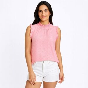 NWOT Women's J.Crew Factory Swiss dot smocked-neck tank, pink, Size: Sma…